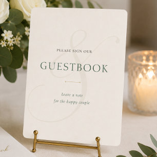 Carte Panneau de livre d'or de mariage élégant vert émer