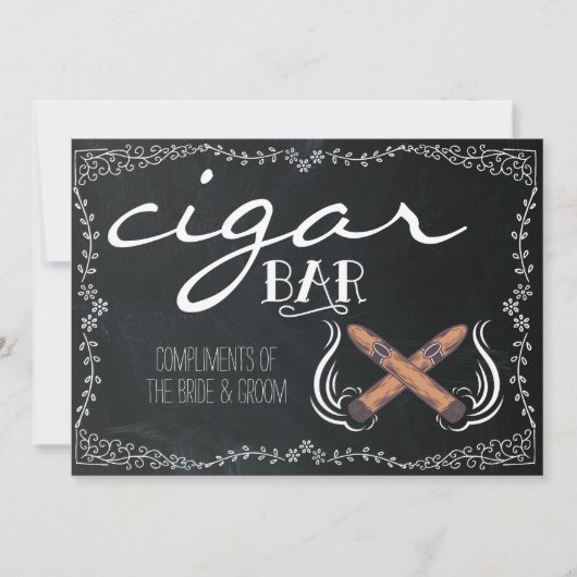 Carte Panneau de mariage à l'ardoise | Bar à cigares (Devant)