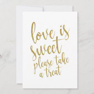 Carte Panneau de mariage abordable en or scintillant Lov