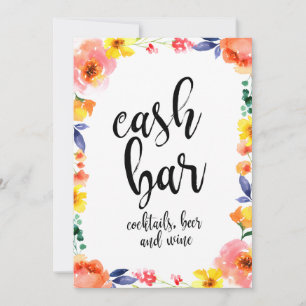 Carte Panneau de mariage bohème abordable Cash Bar Flora