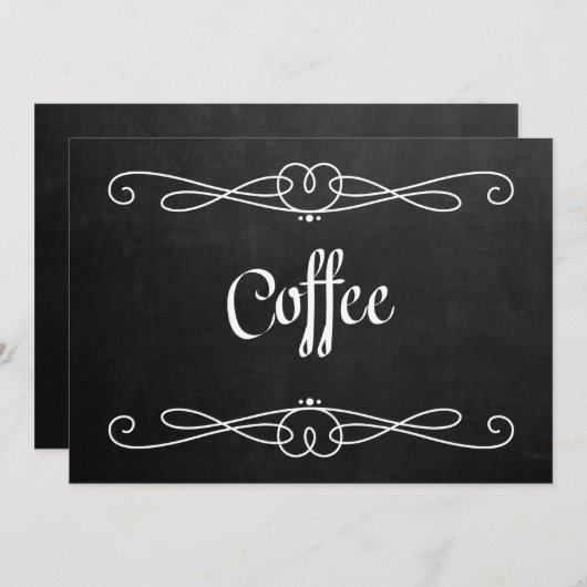 Carte Panneau de mariage "Café" de style tableau noir (Devant / Derrière)
