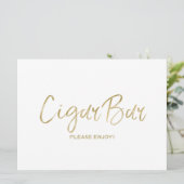 Carte Panneau de mariage "Cigar Bar" | Doré élégant (Debout devant)