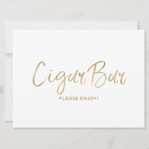 Carte Panneau de mariage "Cigar Bar" Doré élégant