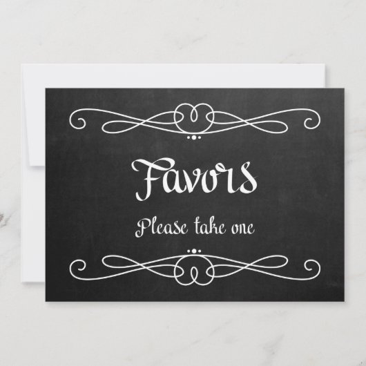 Carte Panneau de mariage "Faveurs" Style Tableau Noir (Devant)
