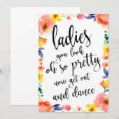 Carte Panneau de mariage floral abordable pour dames toi (Devant / Derrière)