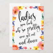 Carte Panneau de mariage floral abordable pour les dames (Devant / Derrière)