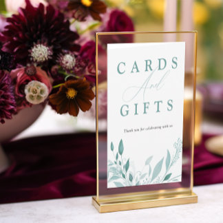 Carte Panneau de mariage floral élégant à la poussière d