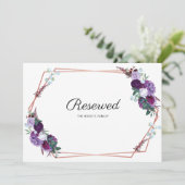 Carte Panneau de Mariage géométrique Floral Violet Réser (Debout devant)
