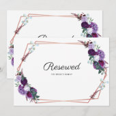 Carte Panneau de Mariage géométrique Floral Violet Réser (Devant / Derrière)