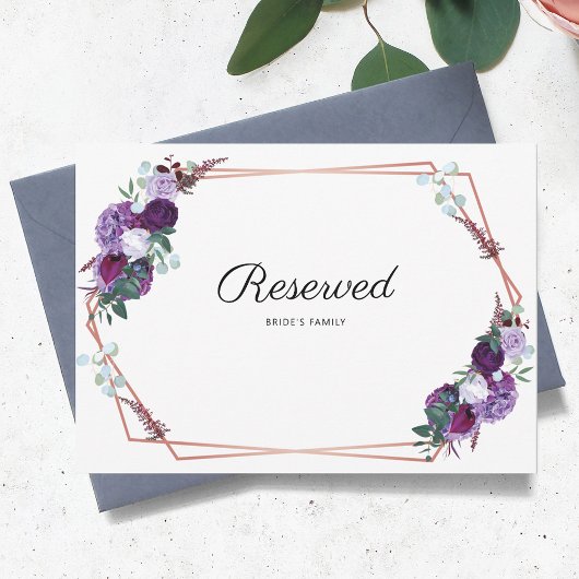 Carte Panneau de Mariage géométrique Floral Violet Réser