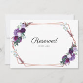 Carte Panneau de Mariage géométrique Floral Violet Réser (Devant)