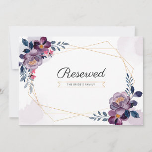 Carte Panneau de Mariage géométrique Floral Violet Réser