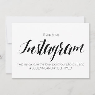 Carte Panneau de mariage "Hashtag Instagram" de style ca