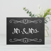 Carte Panneau de mariage "M. et Mme" Style Tableau Noir (Debout devant)