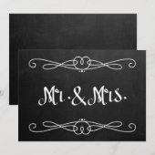 Carte Panneau de mariage "M. et Mme" Style Tableau Noir (Devant / Derrière)