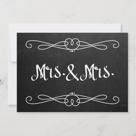 Carte Panneau de mariage "Mrs. et Mrs." de style tableau (Devant)