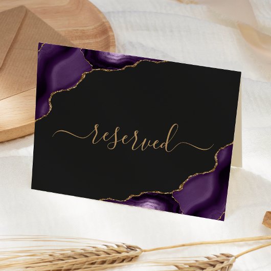 Carte Panneau de mariage réservé Agate Or Violet
