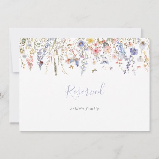 Carte Panneau de mariage réservé aux fleurs sauvages mul (Dos)