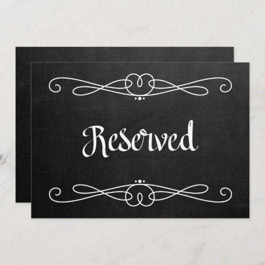 Carte Panneau de mariage "Réservé" style tableau noir (Devant / Derrière)