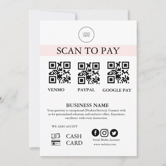 Carte Panneau de paiement par numérisation Code QR de pa (Devant)