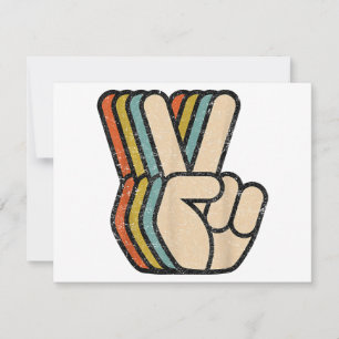 Carte Panneau de Paix Rétro V Doigts Vintage 60s les ann