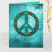 Carte Panneau de Paix Turquoise Rose (Fleur jaune)