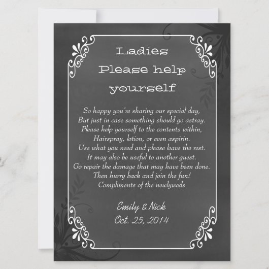 Carte Panneau de panier de mariage chic à l'aspect table (Devant)