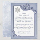 Carte Panneau de panier de mariage en cadre bleu cristal (Devant / Derrière)