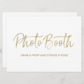 Carte Panneau de Photobooth de mariage | Doré élégant (Devant / Derrière)