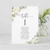 Carte Panneau de Plan de Table Fleurs Blanches Élégant (Debout devant)