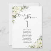 Carte Panneau de Plan de Table Fleurs Blanches Élégant (Dos)