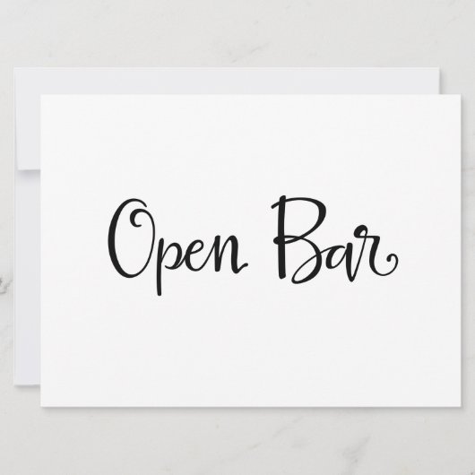Carte Panneau de réception à bar ouvert | Calligraphie s (Devant)