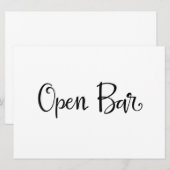 Carte Panneau de réception avec bar ouvert | Calligraphi (Devant / Derrière)