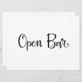 Carte Panneau de Réception Bar Ouvert | Calligraphie Sim (Devant / Derrière)