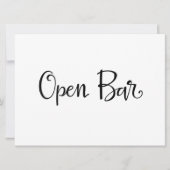 Carte Panneau de Réception Bar Ouvert | Calligraphie Sim (Devant)