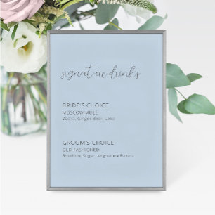 Carte Panneau de signature Mariage bleu foncé Boissons