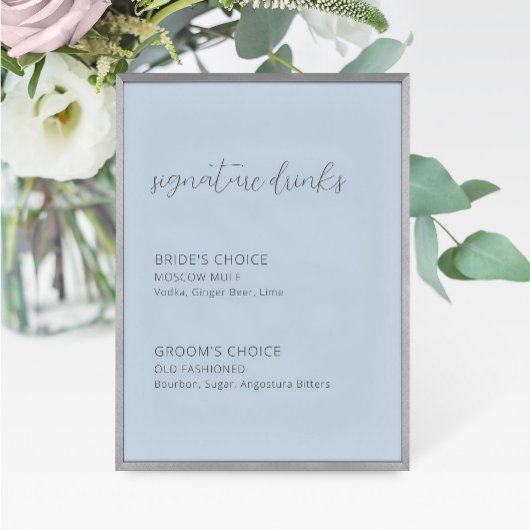 Carte Panneau de signature Mariage bleu foncé Boissons
