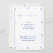 Carte Panneau de signature Mariage Chic Bleu Côtier Bois (Devant)