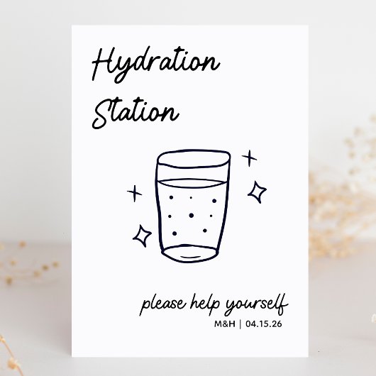 Carte Panneau de station d'hydratation Mariage de croqui