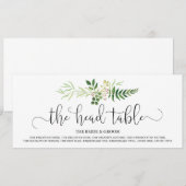 Carte Panneau de table de mariage, verdure & écriture ru (Devant / Derrière)