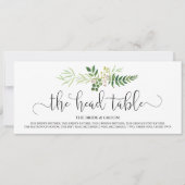 Carte Panneau de table de mariage, verdure et écriture r (Devant)