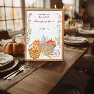 Carte Panneau de table de Thanksgiving pour ferme de réc