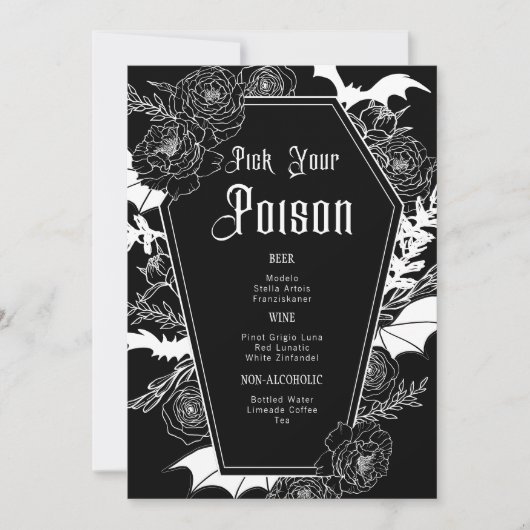 Carte Panneau de table Mariage noir moody Dark gothique (Devant)