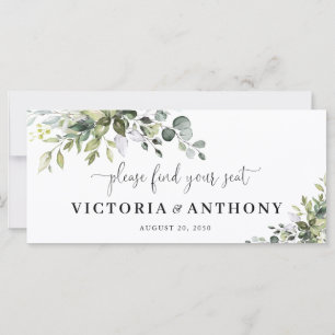 Carte Panneau de table principal de mariage Eucalyptus