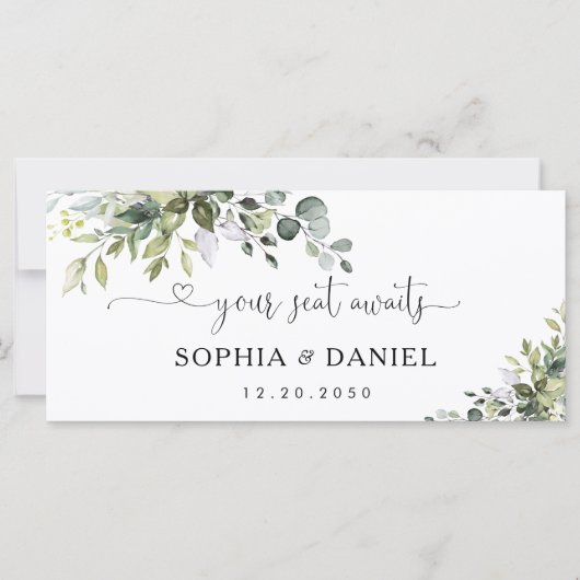 Carte Panneau de table principal de mariage Eucalyptus (Devant)