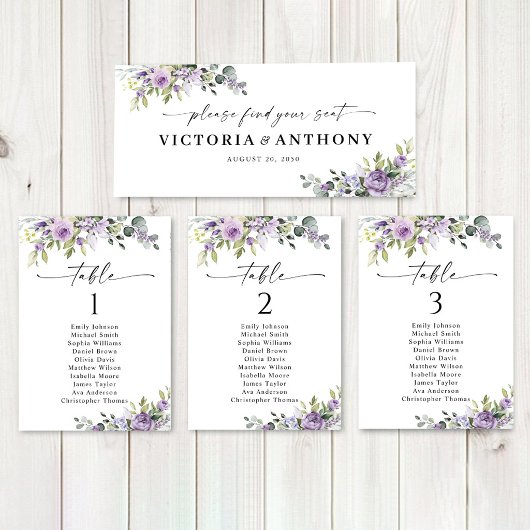 Carte Panneau de table principale de mariage aux fleurs
