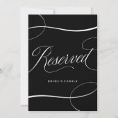 Carte Panneau de table réservée Mariage de script noir a (Dos)