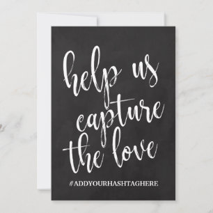 Carte Panneau de tableau noir de hashtag de mariage abor
