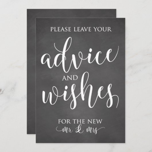 Carte Panneau Décor Mariage Conseils et voeux (Devant / Derrière)