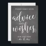 Carte Panneau Décor Mariage Conseils et voeux<br><div class="desc">Ce conseil moderne en tableau noir et les voeux de bienvenue sont parfaits pour votre réception de mariage rustique,  vintage ou à thème champêtre !</div>